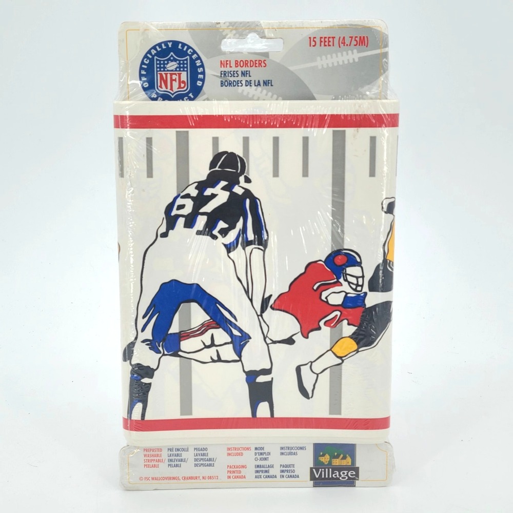 NFL Licensed Village Wallpaper Borders 7" x 15' Prepasted Touchdown FP591910 VTG